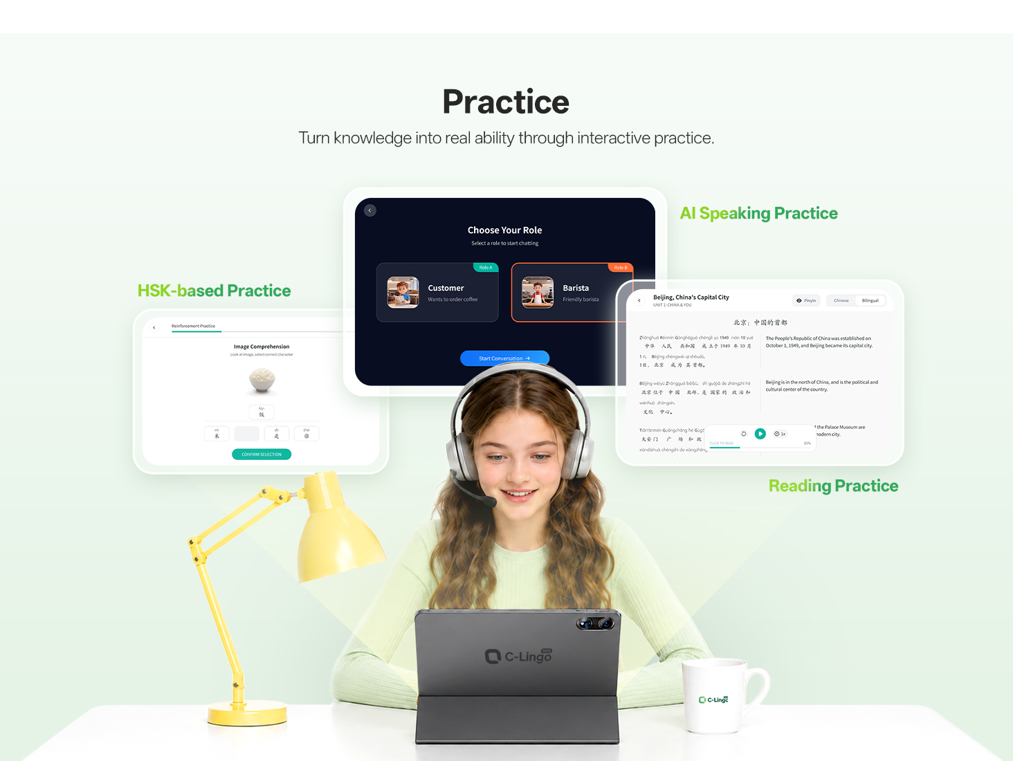 Test & Evaluate — placement tests, learning reports, and speaking diagnostics